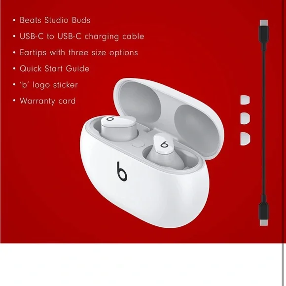 New! - White - Beats Studio Buds - True Wireless Headphones W/ ANC